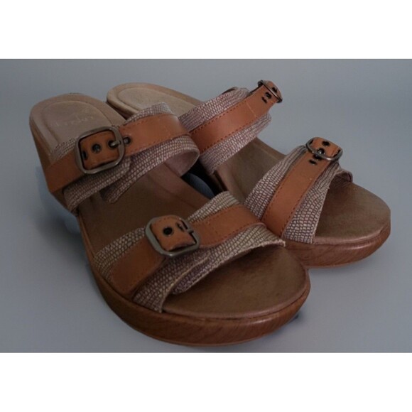 Double Strap Dansko Jesse Brown Leather Slide Clog Sandal Size 43 US 12.5/13 - Picture 1 of 7